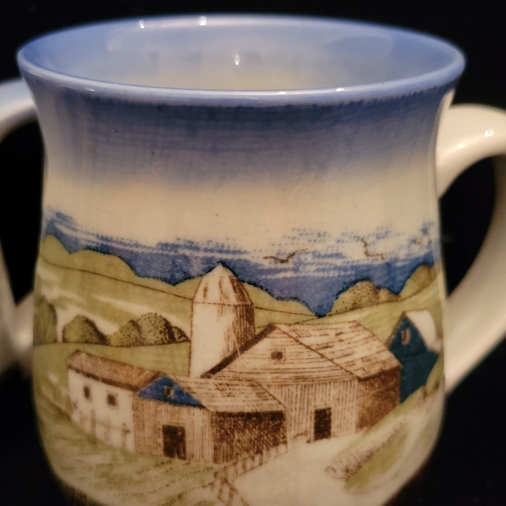 RARE OTIGARI Stoneware  Coffee Mug Country Side Farmhouse. - Picture 2 of 8